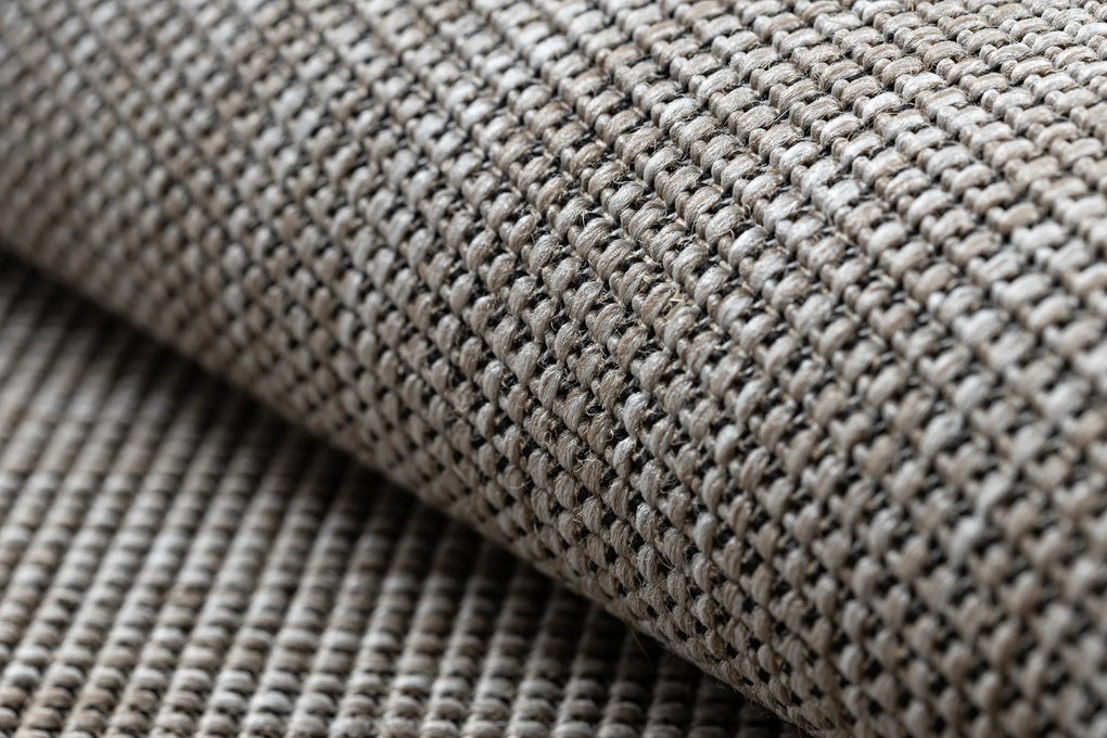 Šnúrkový koberec SIZAL FLOORLUX 20580, hladký strieborno/ čierny