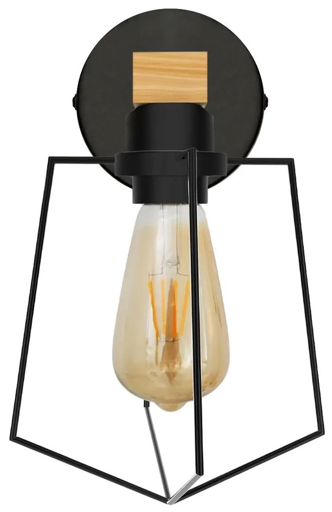 Toolight Toolight, nástenné svietidlo E27 60W APP978-1W, čierna - hnedá, OSW-03244