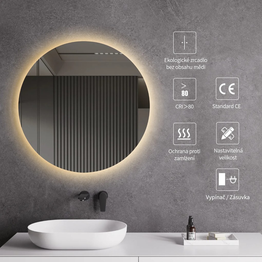 Cerano Nome, LED kúpeľňové zrkadlo Ø 60 cm, CER-CER-476729