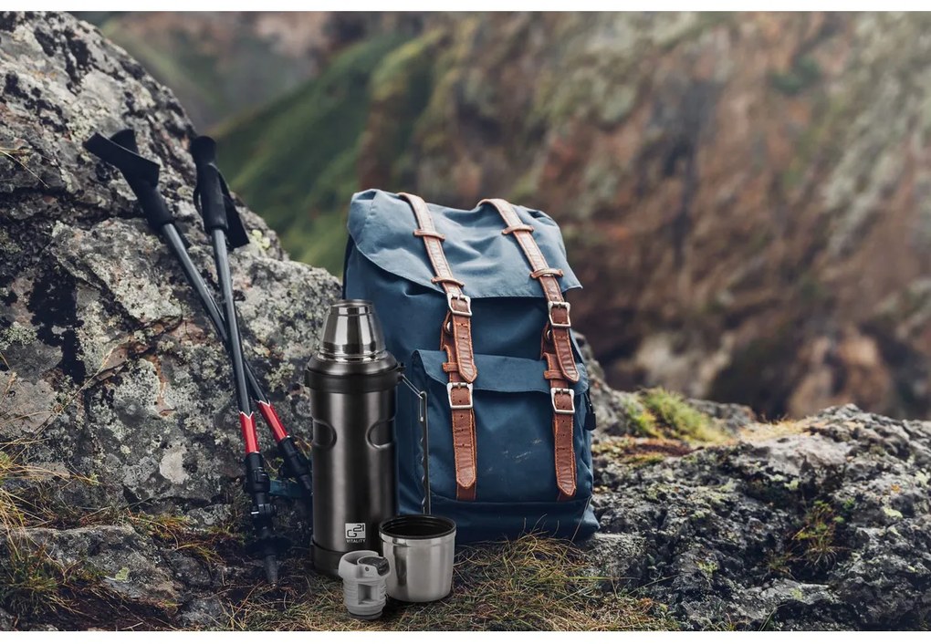 Termofľaša G21 na pitie, 1000 ml, šedá s rukoväťou 60022405
