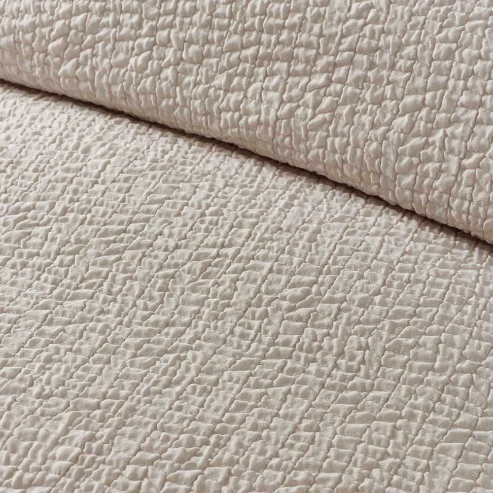 Svetlohnedé krepové obliečky na dvojlôžko 200x200 cm Crinkle Seersucker – Catherine Lansfield