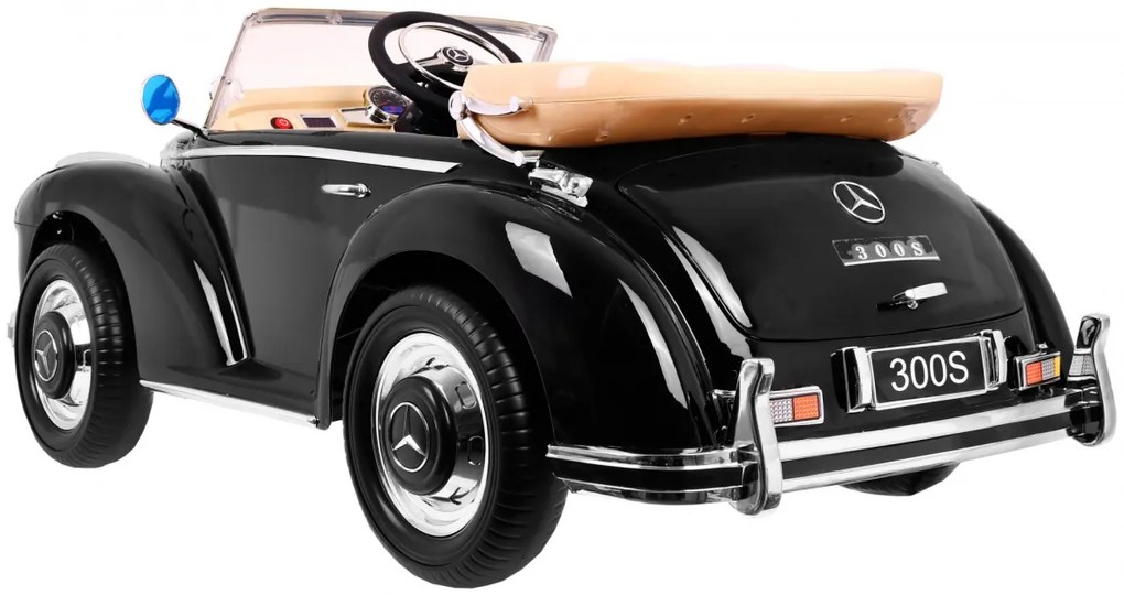 Mercedes Benz 300S Retro pre deti + diaľkové ovládanie + EVA + free Start + LED MP3 - čierne
