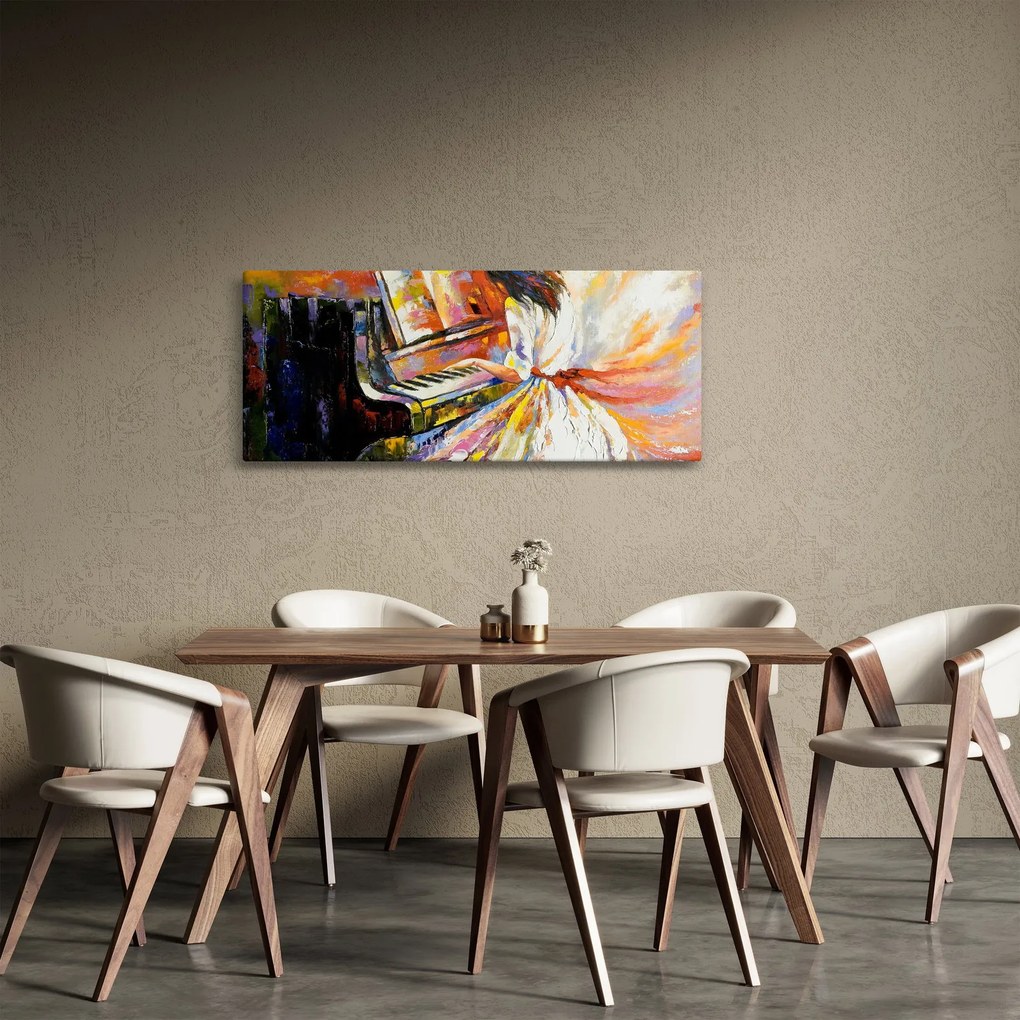 Obraz - Žena hrajúca na piáno (120x50 cm)