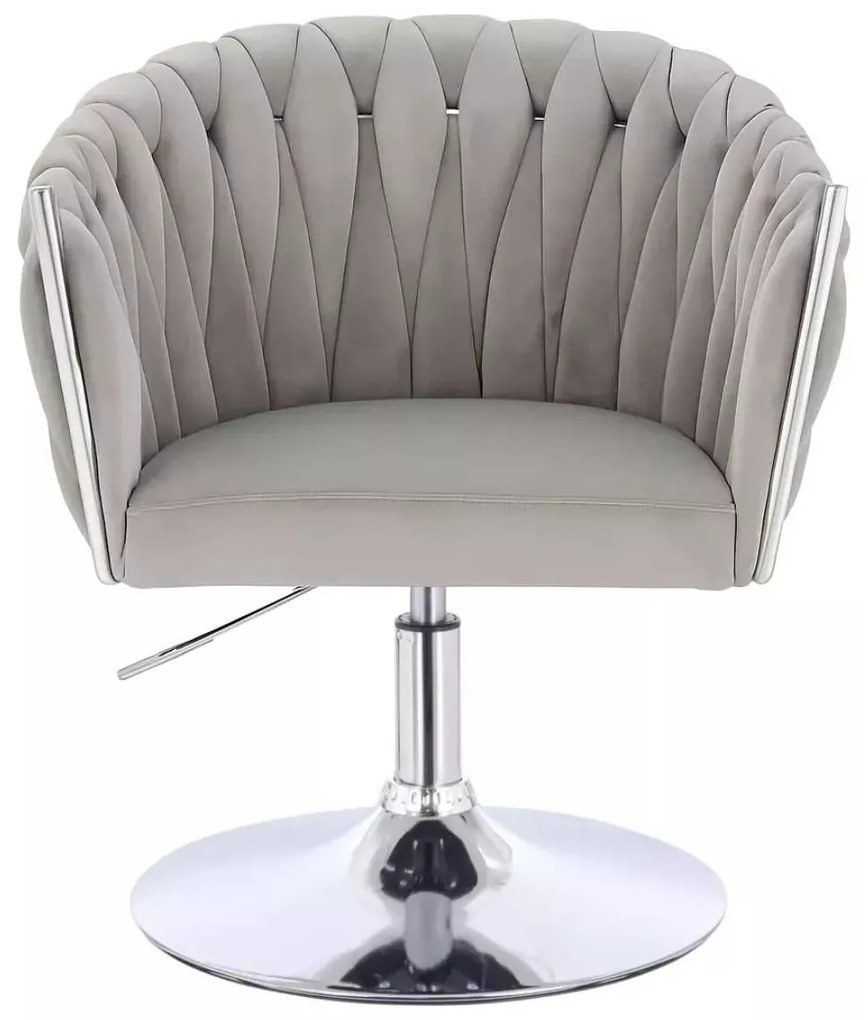 LuxuryForm DESIGN Stolička NORDEN VELUR na striebornom tanieri - svetlosivá