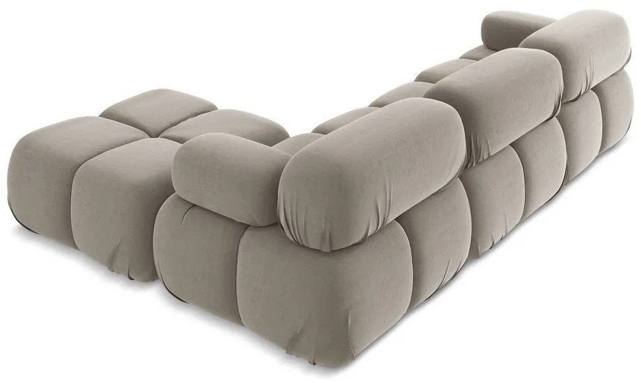 Béžová zamatová modulárna rohová pohovka Lokua – Makamii