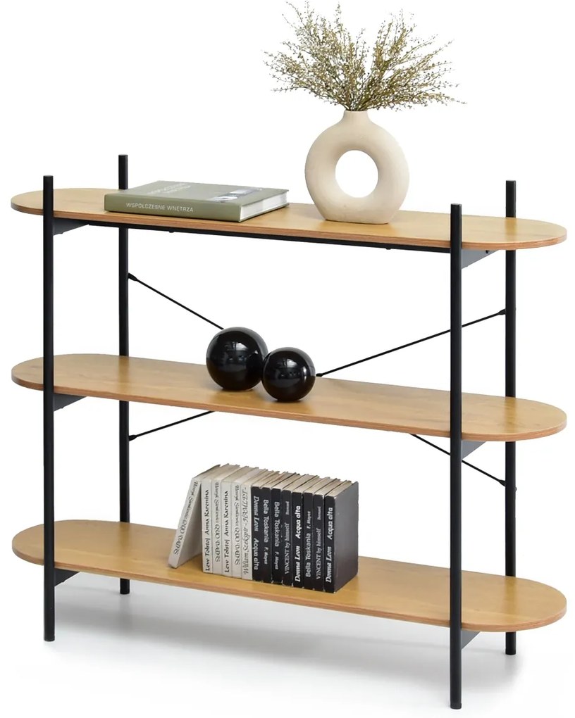 Konzolový stolík Inge (dub + čierna). Akcia -18%. Vlastná spoľahlivá doprava až k Vám domov. 1110813