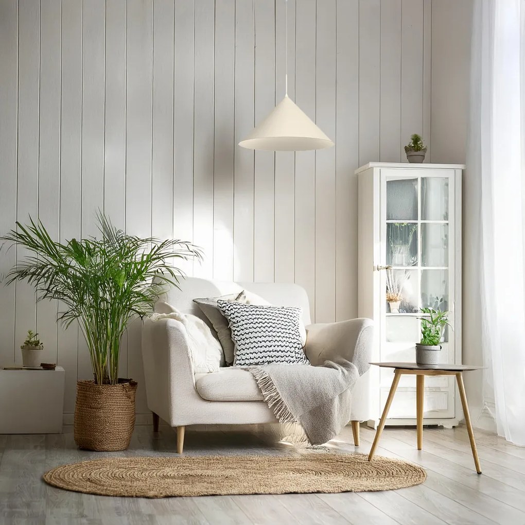 Závesné svietidlo Visby, 1x krémové kovové tienidlo, (fi 46cm), cr