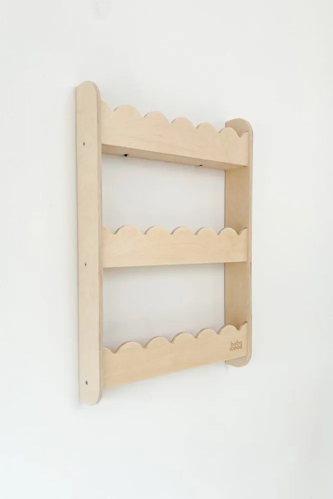 Detská nástenná polica malá – 3 úrovne úložného priestoru Prírodná