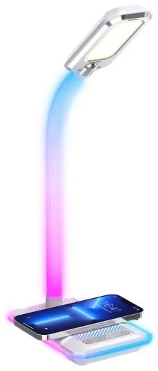 Immax 08988L - LED RGBW Stmievateľná stolná lampa s Qi nabíjaním 30W/230V biela