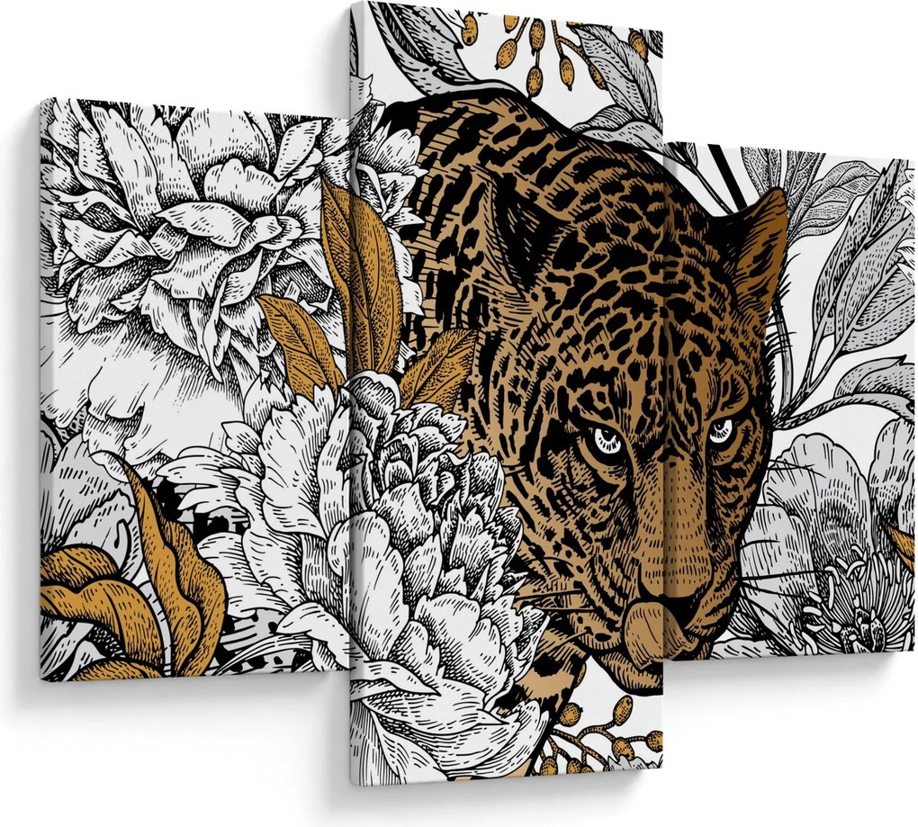 Obraz - Leopard medzi kvetmi (90x60 cm)