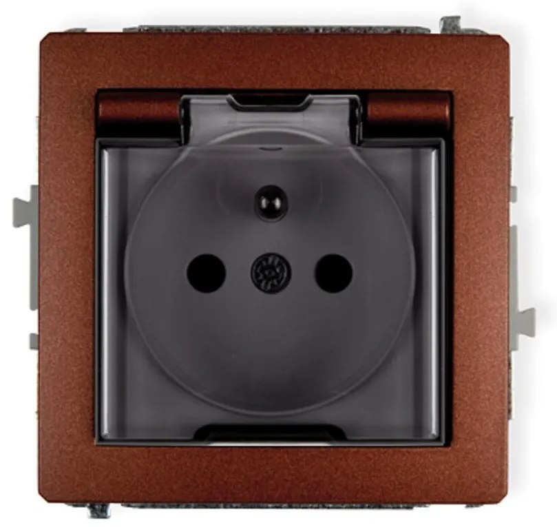 Zásuvka s krytom odolná voči striekajúcej vode hnedá D DGPB-1Z