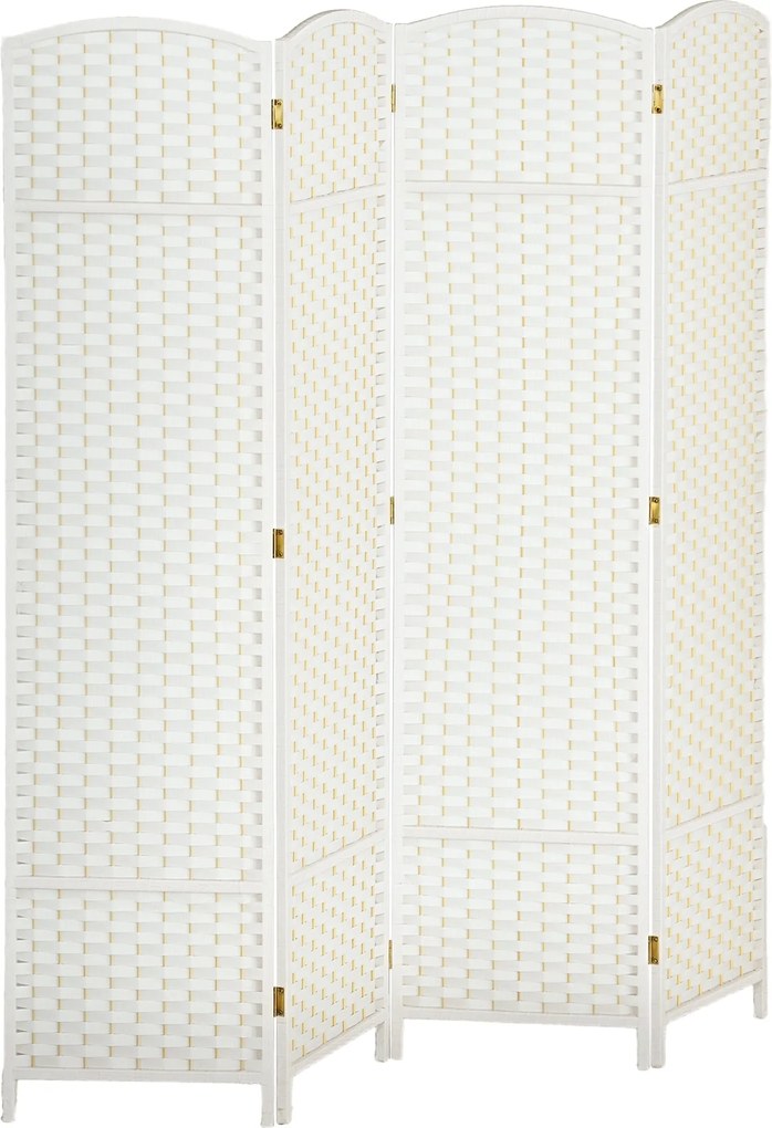 HOMCOM 4-panelový priečky 160 x 170 cm Bambusový skladací paravan pre súkromie biely | Aosom