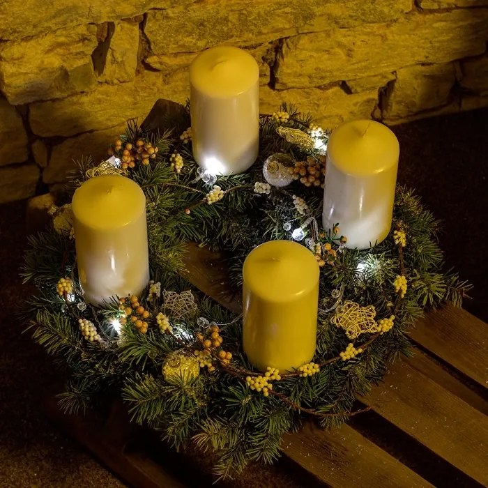 DECOLED Svetelná reťaz LED na batérie, kryštály, ľadovo biela, 10 diód, 1,3 m