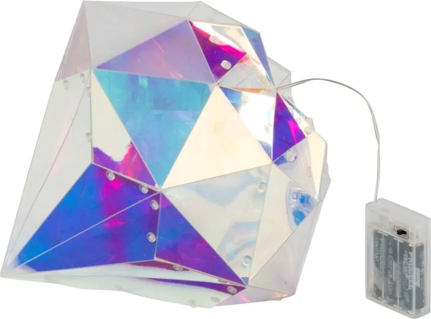 Kúzelná LED dekorácia v tvare diamantu Dúhová strieborná J-line – 25*25*30 cm