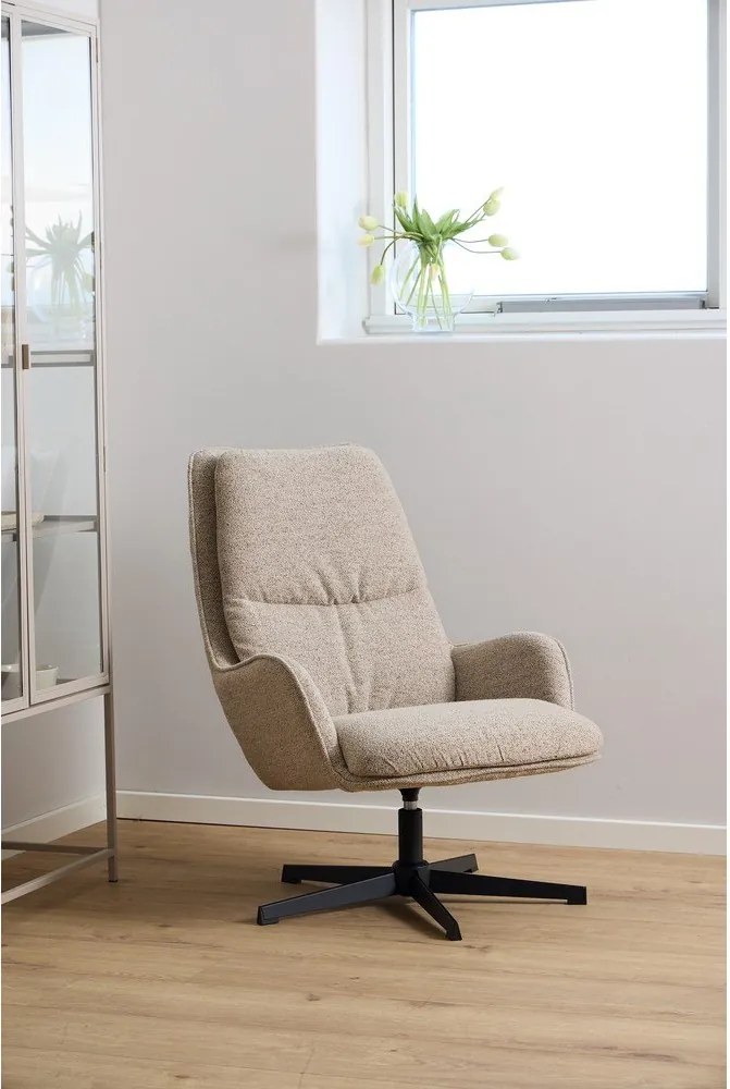 Béžové otočné kreslo z textílie buklé Bosley – Actona