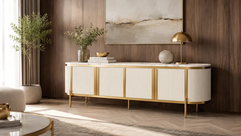 TV stolík Stilig 200 cm mramor/béžový