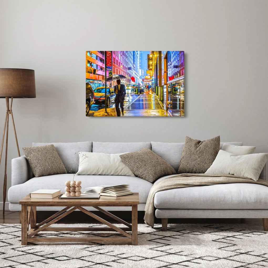 Obraz - Mesto v neónovej žiare (90x60 cm)