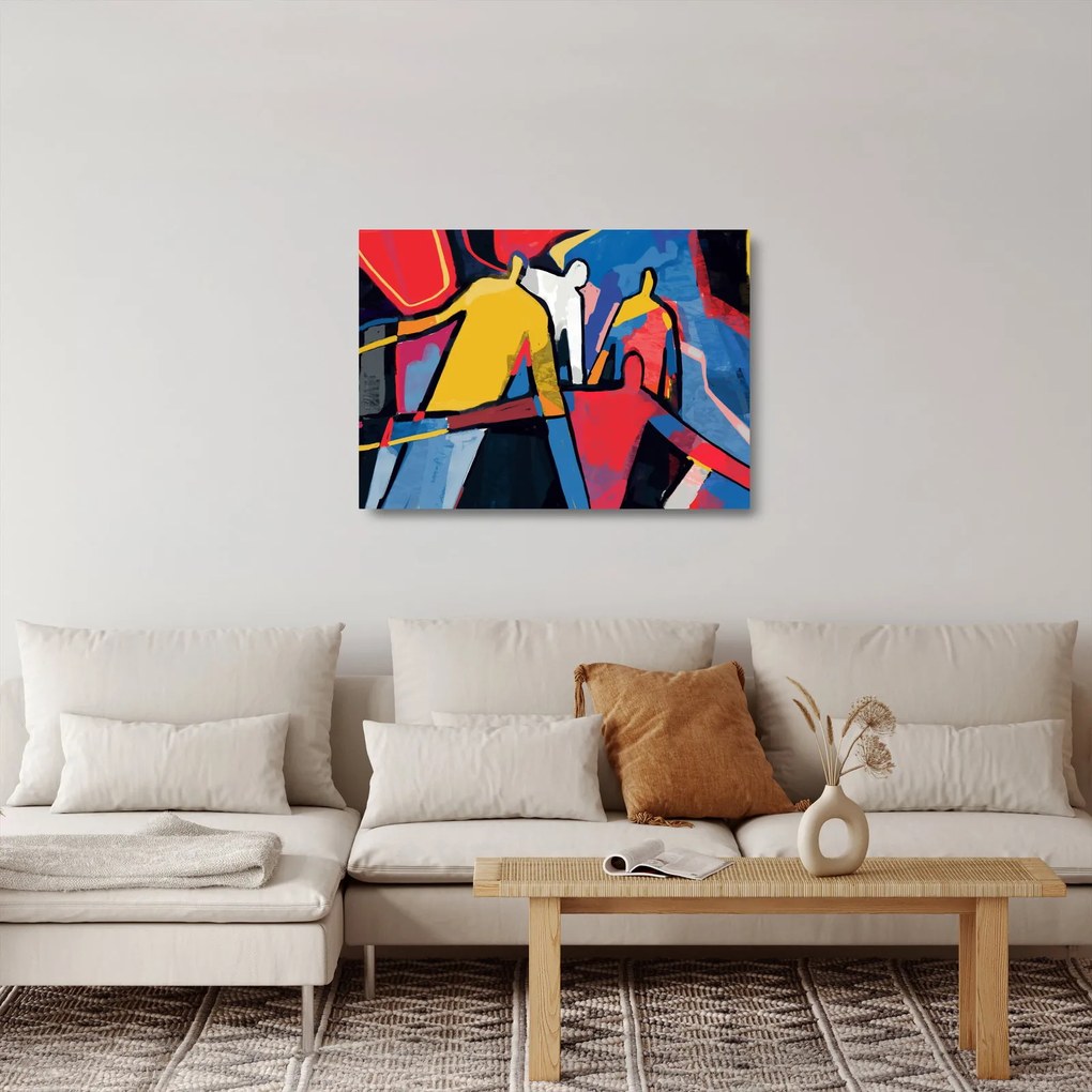 Sklenený obraz - Abstrakcia mužov (70x50 cm)