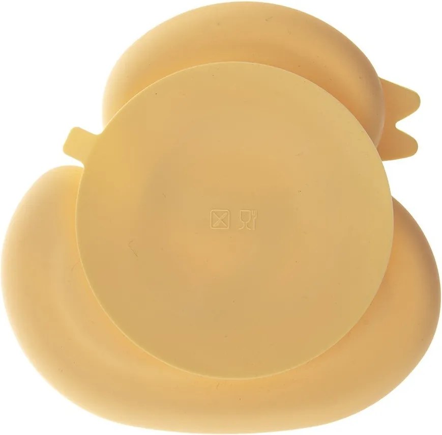 Žltý silikónový detský tanier 19x19,5 cm Chicken – Orion