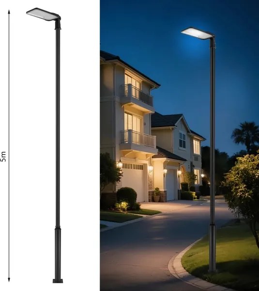 Brilagi-LED Vonkajšia lampa so stĺpom a káblom 5 m URBANLIGHT LED/200W/230V čierna IP65