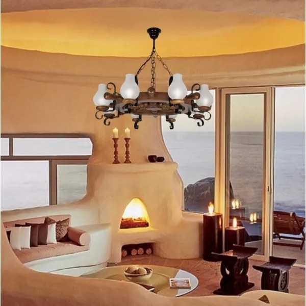 Brilagi - Luster na reťazi TIMONA 8xE14/40W/230V buk/orech