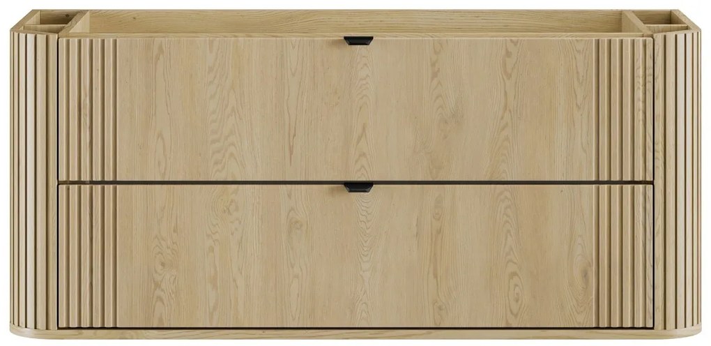 Závesná skrinka Ovalia River s doskou a umývadlom 120 cm dub Cremona