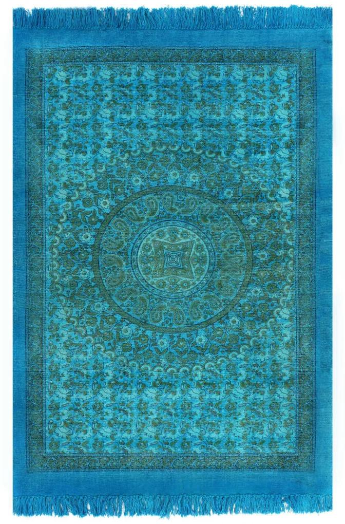 Kilim bavlnený koberec so vzormi 160x230 cm tyrkysový