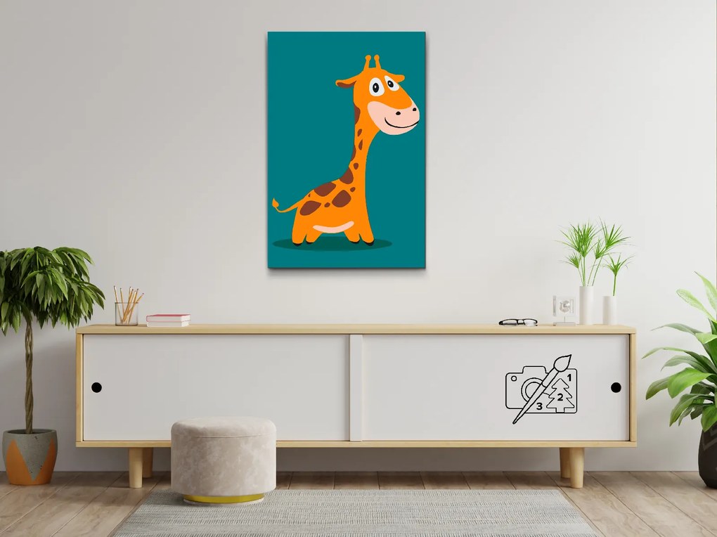 Gario Maľovanie podľa čísel Žirafka Rozmery: 80 x 120 cm, Rámovanie: Iba zrolované plátno