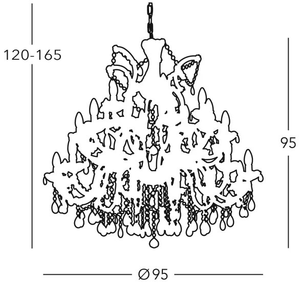 Kolarz 960.812+12+6 - Krištáľový luster na reťazi VALERIE 30xE14/40W/230V