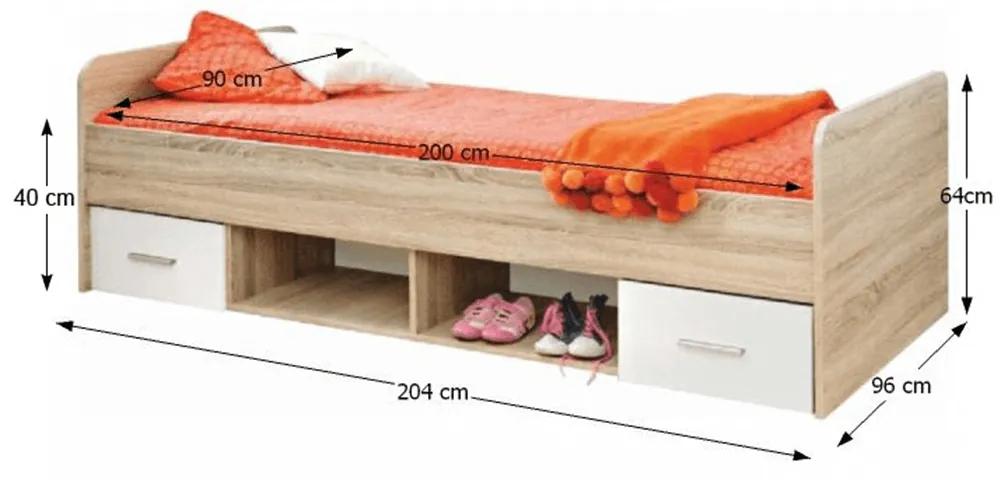 Jednolôžková posteľ 90 cm Ericus Typ 04 Biela. Vlastná spoľahlivá doprava až k Vám domov. 779573