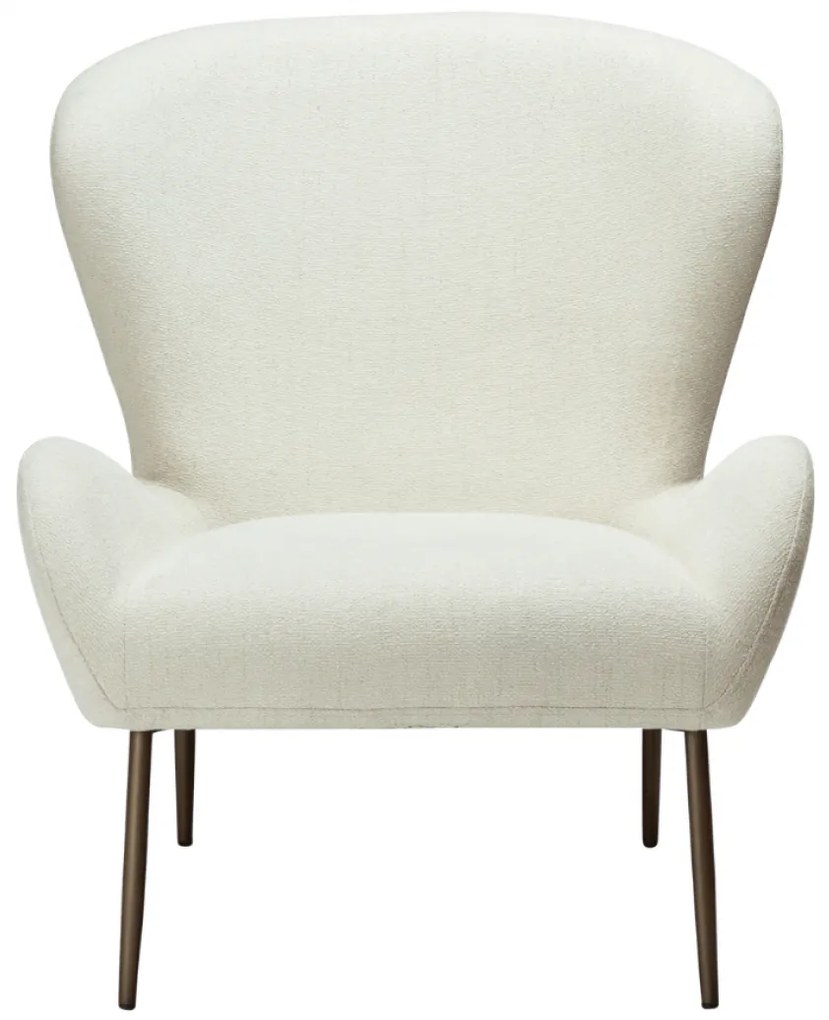 GLAM ČALÚNENÉ LOUNGE KRESLO bone white/antique brass