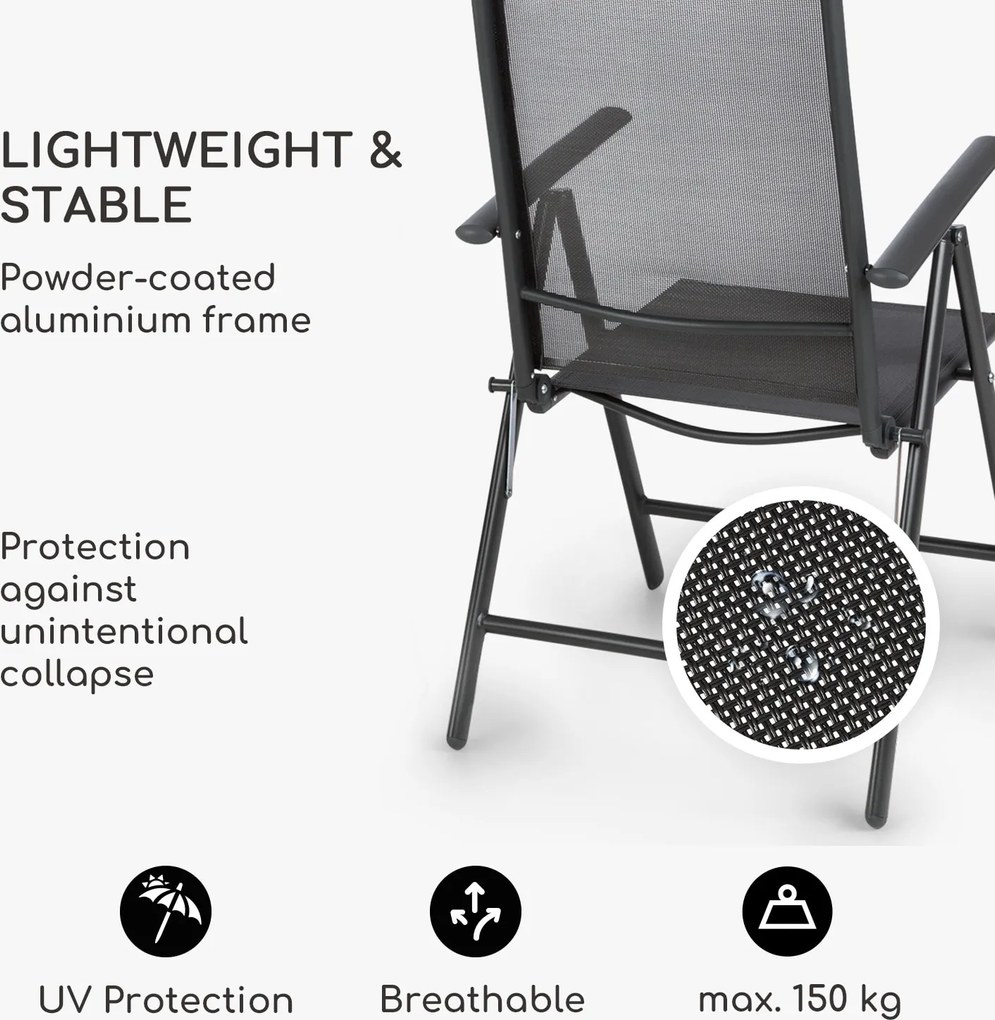 Blumfeldt London Lite, skladacia stolička, 56,5 x 107 x 68 cm, ComfortMesh, hliník