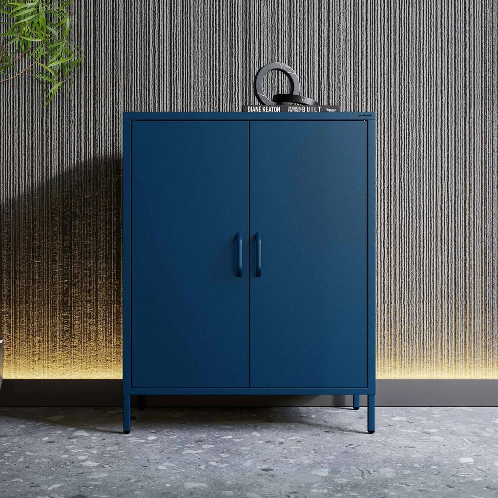 Skrinka do obývačky s policami VITO, 800 x 1015 x 400 mm, Modern: tmavomodrá farba