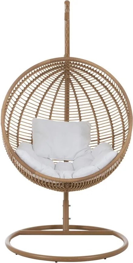 Závesné béžové záhradné ratanové kreslo Lounge Beige -119*110*193 cm