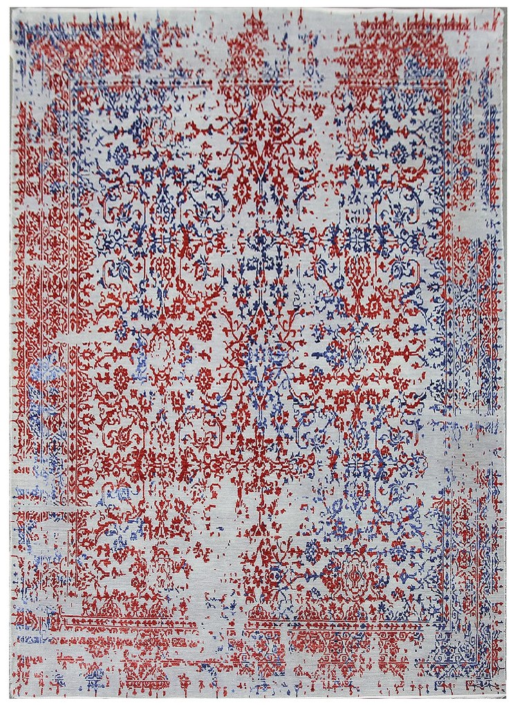 Ručne viazaný kusový koberec Diamond DC-JKM Silver / blue-red, 365x550, červená, chodba / predsieň, Diamond Carpets India