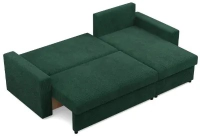 Rohová rozkladacia sedačka NEO Poso fľaškovo zelená