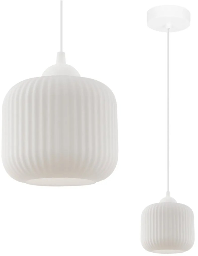 Závesné svietidlo Riffle, 1x biele sklenené tienidlo, w