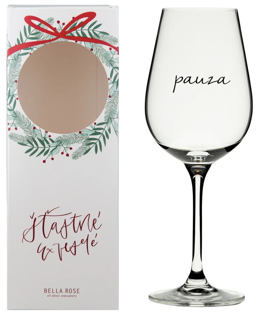 Bella Rose Pohár na víno Pauza + vianočná krabička