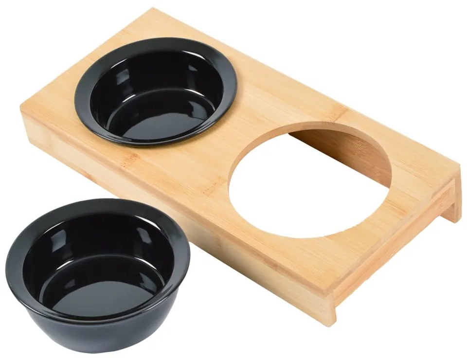 Bambusová súprava misiek s podstavcom pre psa ø 12 cm – Love Story