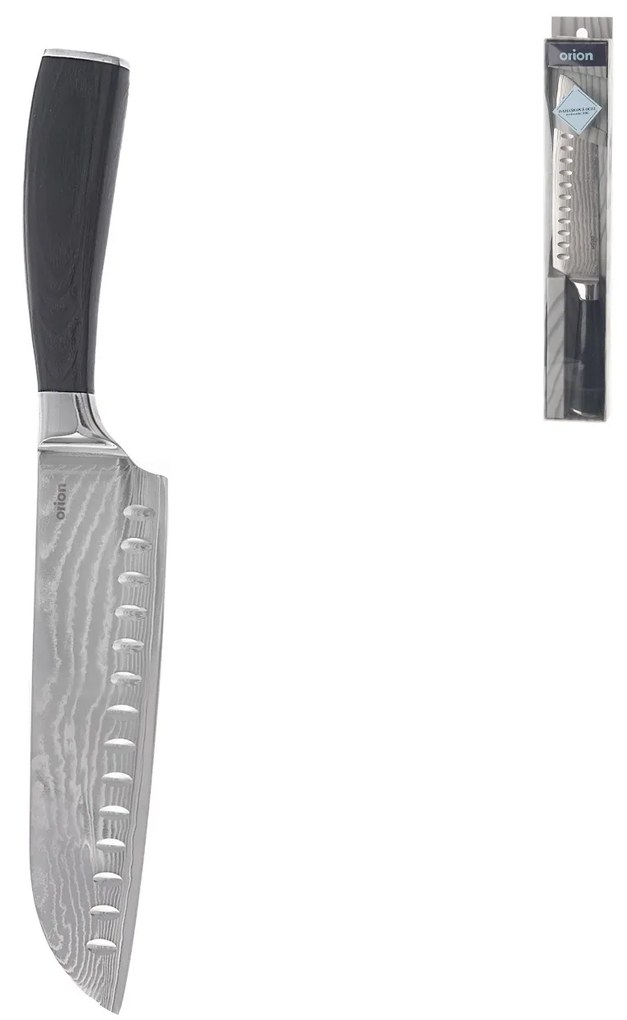 Nôž kuchynský Santoku, damašková oceľ/pakka, 18,5 cm