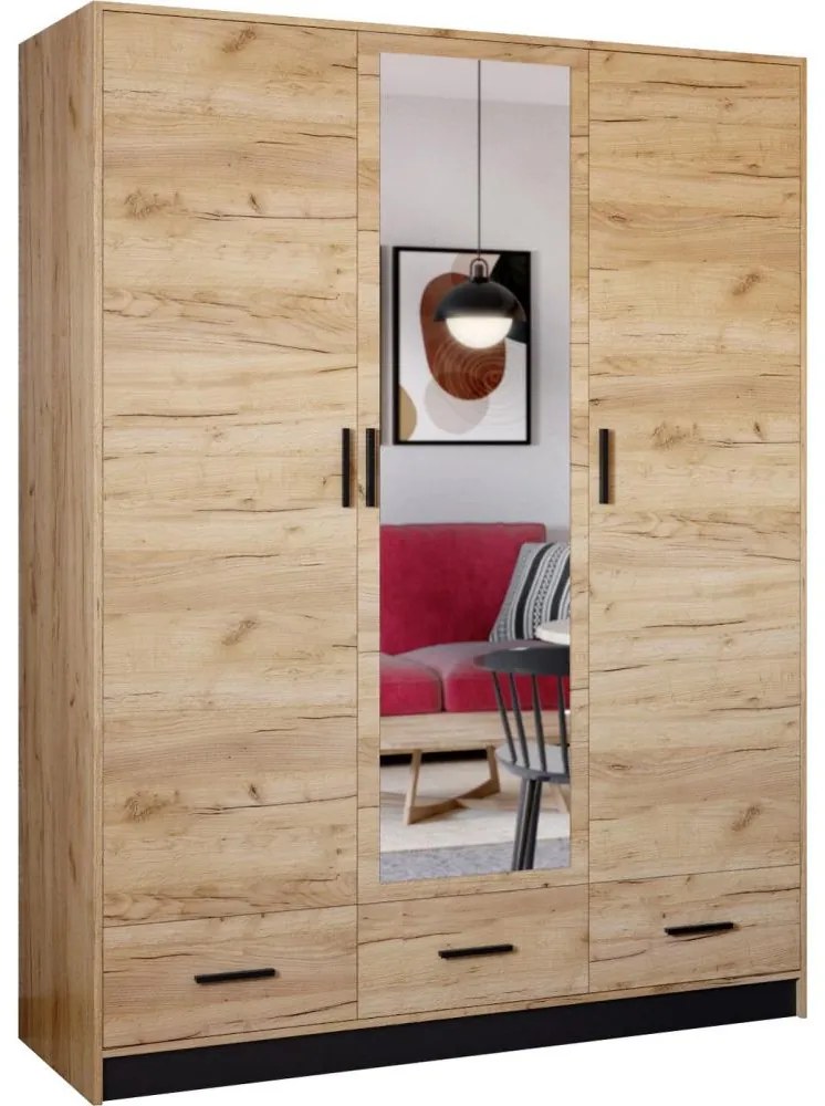Šatní skriňa so zrkadlom SANNA 150x215 cm dub craft