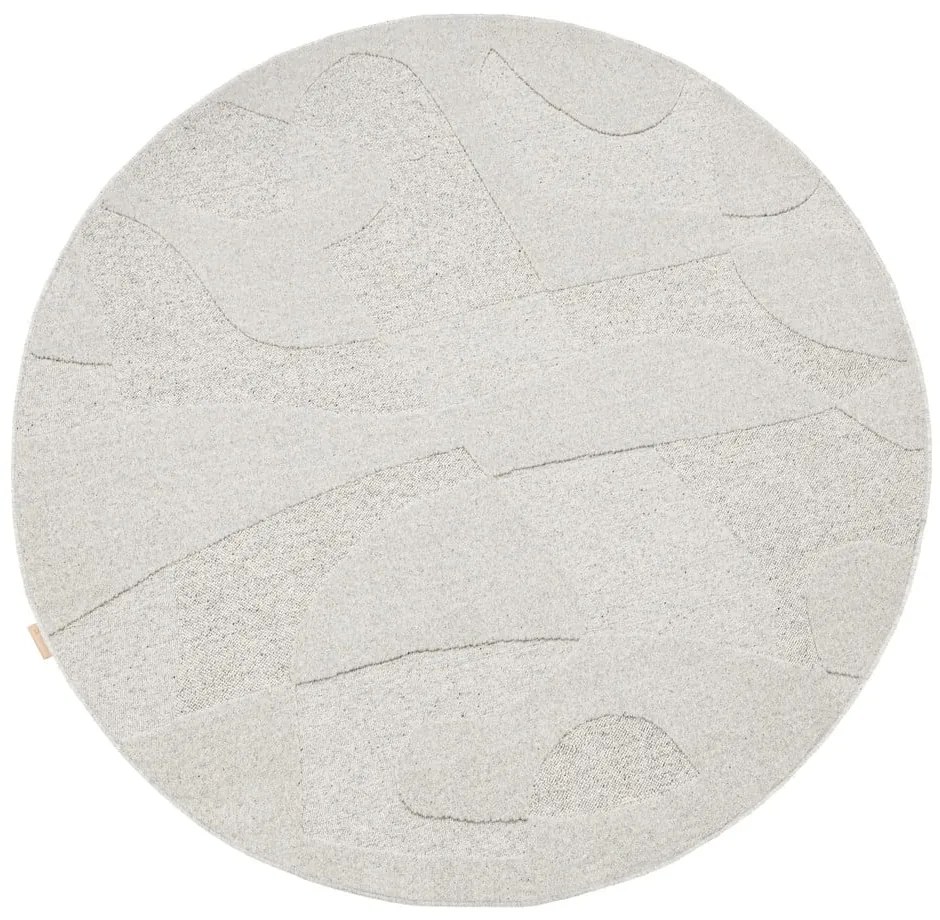 Svetlosivý vlnený okrúhly koberec ø 120 cm Morphic Botanica – Agnella