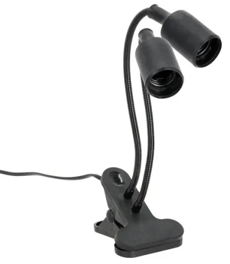 Flexibilná stolná lampa s klipom PLANTY 2xE27/30W/230V čierna