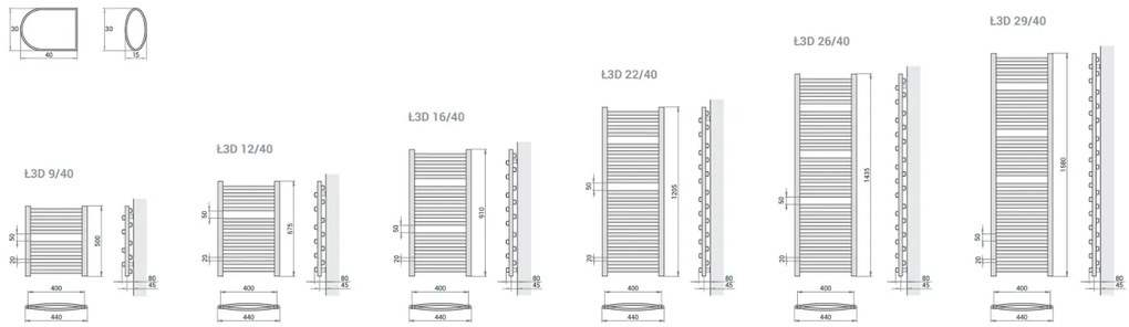 Regnis 3D Slza, Vykurovacie teleso 440x1205mm, 521W, biela, L3D120/40/WHITE