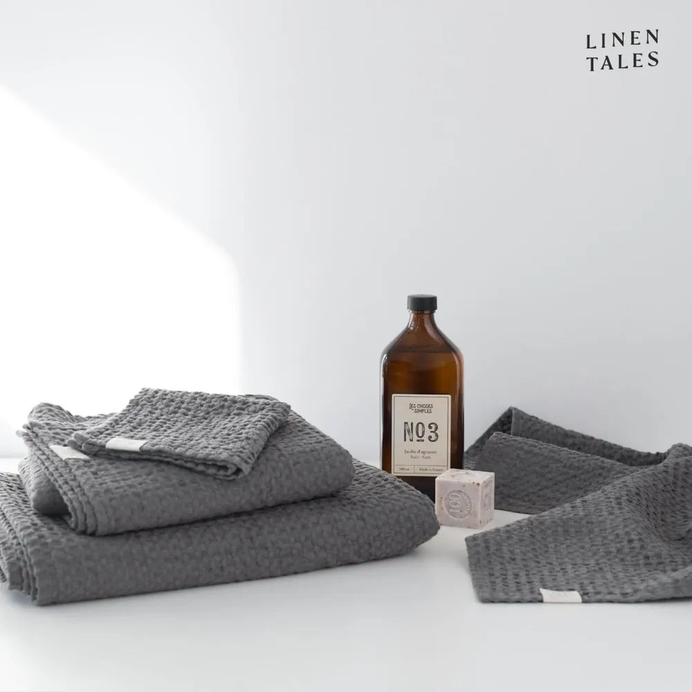 Tmavosivé uteráky a osušky v súprave 3 ks Honeycomb - Linen Tales