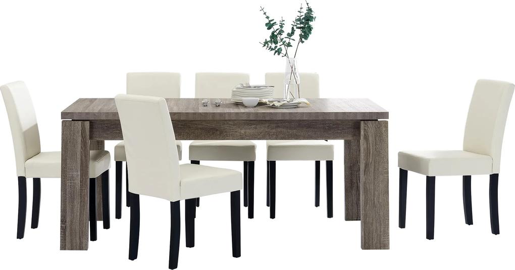 [en.casa]® Rustikálny dubový jedálenský stôl HTFU-2334 so 6 stoličkami HTMY-9704