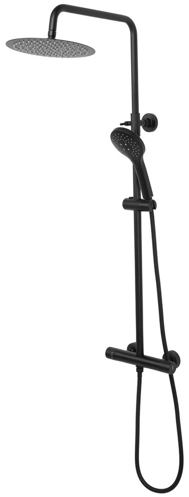 Rea Vincent, sprchový set s termostatickou batériou a dažďovou hlavicou 25cm, čierna matná, REA-P6600