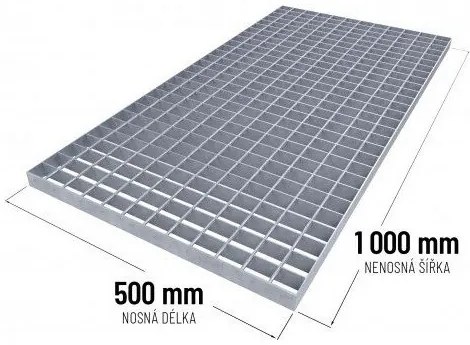 Oceľový podlahový rošt 50 x 100 x 3 cm