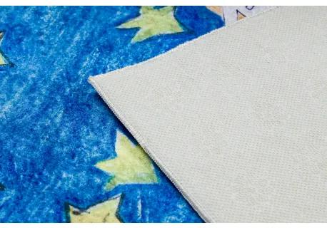 BAMBINO 2265 umývací koberec Vesmír, raketa pre deti protišmykový - modrý Veľkosť: 160x220 cm