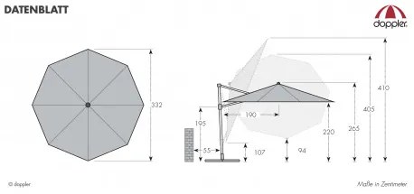 Derby DERBY DX 335 cm - záhradný slnečník s bočnou nohou : Barvy slunečníků - 820